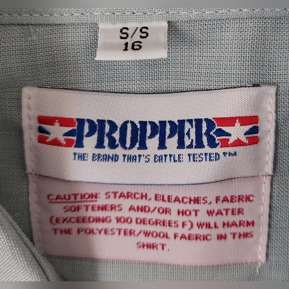 Propper Shirt Mens Size Small Army Green Polyester Wool Dress Shirt Short Sleeve - Picture 3 of 10